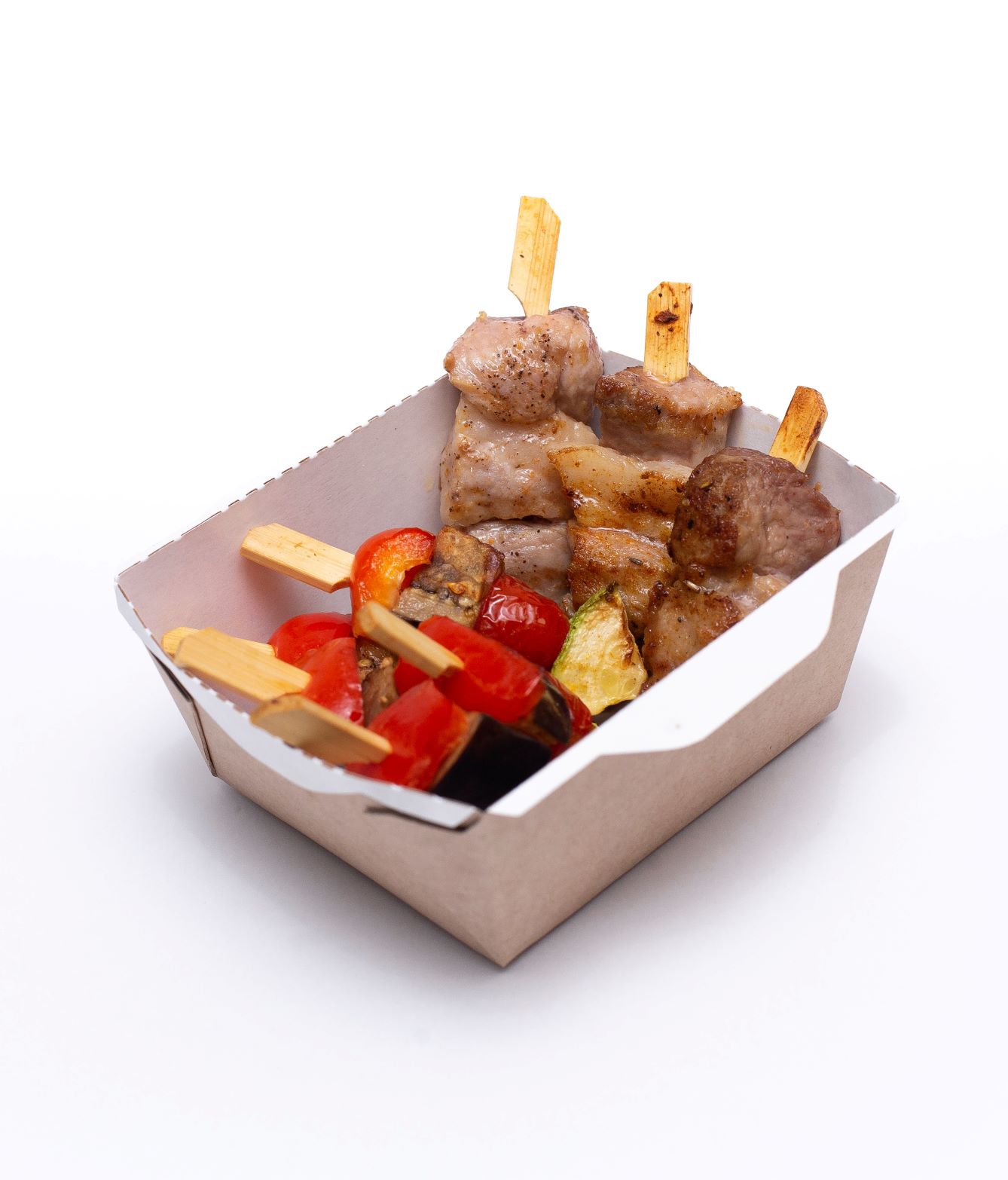 Мини шашлычок свинина и мини шашлычок овощной