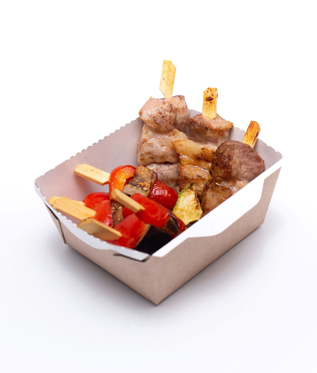 Мини шашлычок из индейки и мини шашлычок овощной