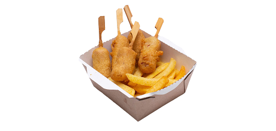Мини-корндоги и Картофель фри