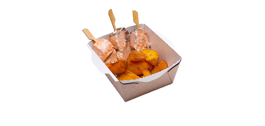 Мини-шашлычок из семги и Картофельные дольки